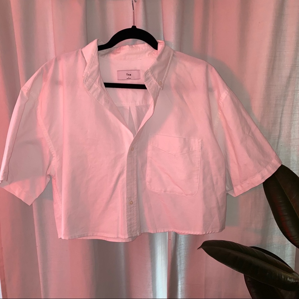 TNA Crop Button Up Shirt